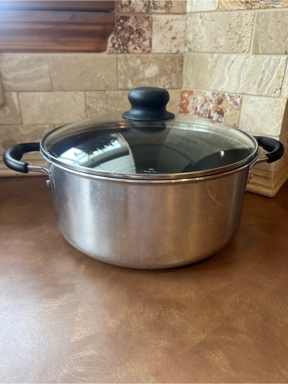 Stainless Steel Nonstick Stockpot 3-4 Quarts with Glass Lid and Black Handles